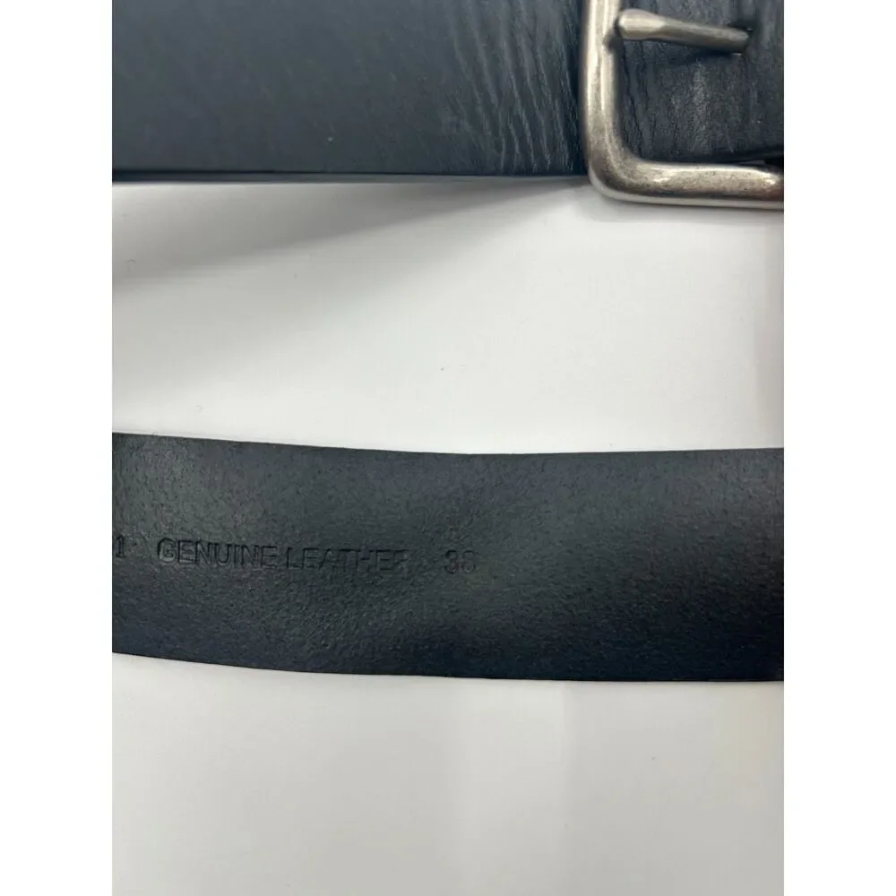 Men's Carhartt 38” Black Leather Belt W Logo Stitching Heavy Duty